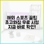 초보도! 해외 스포츠 중계, 고화질 무료 시청 꿀팁