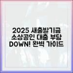 2025 새출발기금, 소상공인 대출 부담 완화 완벽 가이드