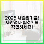 2025 소상공인 새출발기금, 자영업자 필수상식일까요?