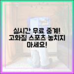누구나 실시간 무료 중계! 고화질 스포츠 즐기기