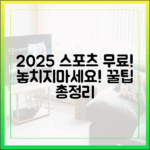 2025 스포츠 중계 무료 사이트 완벽 가이드