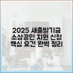 2025 소상공인 새출발기금, 최신 요건 및 신청법은?
