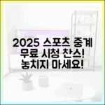 2025 무료 스포츠 중계, 누구나 찾던 정보!