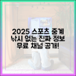 2025 무료 스포츠 중계: 낚시 없는 진짜 가이드