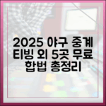 2025 야구 중계: 티빙 외 5곳 무료 합법 총정리