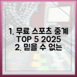 믿을 수 없는 무료 스포츠 중계 TOP 5 (2025