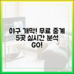 야구 시즌 개막! 무료 중계 5곳 실시간 분석