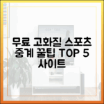 무료 고화질 스포츠 중계 5가지 사이트