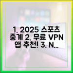 2025] 해외 스포츠 중계 무료! VPN 필수 앱 추천