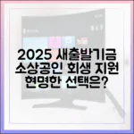 2025년 새출발기금, 소상공인 회생 지원 변화, 현명한 선택은?