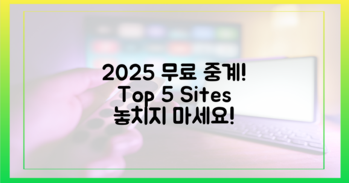 2025년 무료 중계, 5가지 핵심 사이트