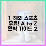 누구나 고화질 해외 스포츠 중계 A to Z