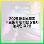 2025년 해외 스포츠 중계 무료 완벽 가이드 5가지