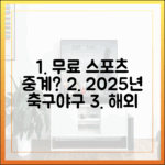 무료 스포츠 중계 사이트, 2025년 해외 축구/야구 중계 진짜 있을까?