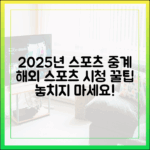 2025년 해외 스포츠 중계, 불안 없이 즐길 최신 정보는?
