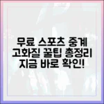 충격! 무료 스포츠 중계 고화질 꿀팁 총정리