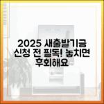 2025 소상공인 새출발기금 완벽 가이드: 신청 전 유의사항