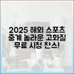 2025 무료 스포츠 중계, 놀라운 고화질 해외 사이트!