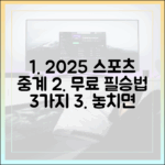 2025 무료 스포츠 중계 3가지 필승법
