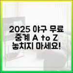 2025 야구 무료 중계 완벽 가이드!
