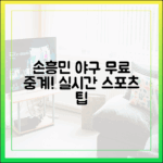 손흥민+야구 무료중계! 초보도 실시간 스포츠 팁