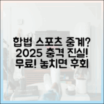 합법 무료 스포츠 중계? 2025년 충격 진실!