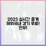 놀라운 2025 실시간 무료중계, 해외/국내 경기 전부!