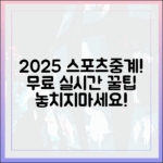 2025년 최신! 누구나 무료실시간스포츠중계 꿀팁