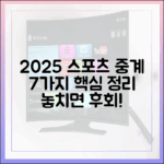 2025 실시간 스포츠 중계 7가지 완벽 정리