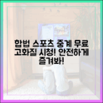 합법 무료 스포츠 중계, 안전하게 고화질 즐기는 법?