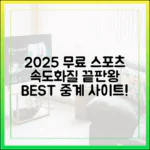 2025년 무료 스포츠 중계, 속도/화질 최고 사이트는?