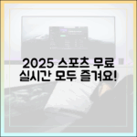 2025년 스포츠, 누구나 무료 실시간 중계!