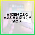 고화질 무료 스포츠 중계, 이젠 놓치지 않을 수 있을까요?