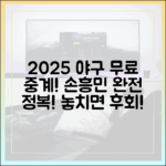2025 최신 무료 야구 중계! 손흥민 무료 중계 완벽 가이드