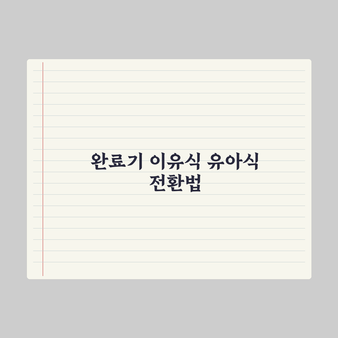완료기 이유식·유아식 전환 가이드 심층분석: 전문가의 5단계 핵심 수칙