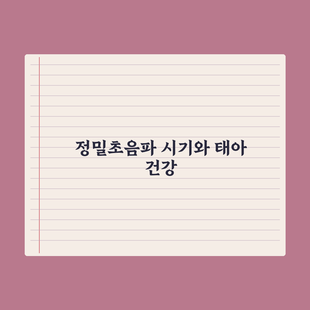 정밀초음파 검사 시기와 확인 항목 핵심정리, 전문의가 꼽은 7가지 포인트